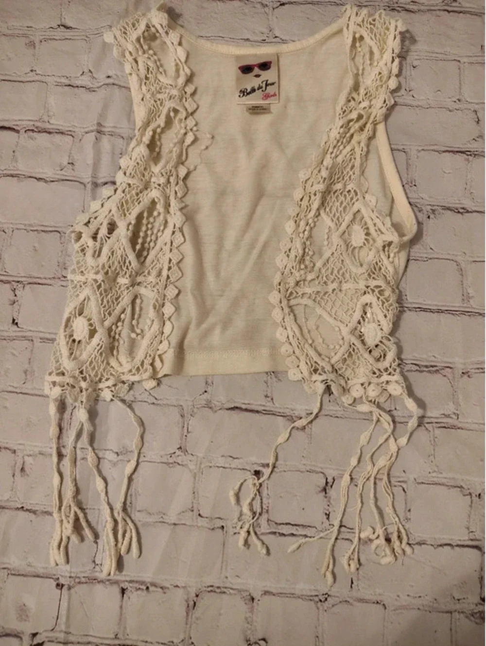 Belle Du Jour Cream Crochet Boho Top | Girls Size Small